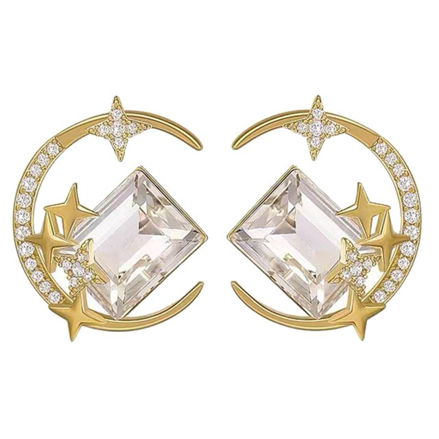 MOON and STARS Crystal Stud Earrings