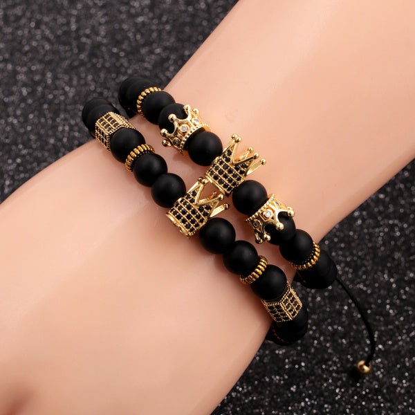 MAJESTY Men's 2pcs Crown  Luxury Bolo Bracelet Set