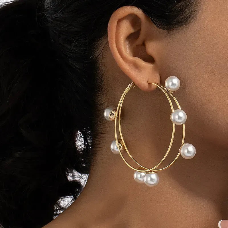 Load image into Gallery viewer, GISELE Faux Pearl Hoops
