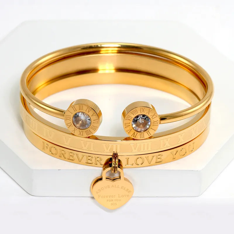 ABOVE ALL ELSE 18K Plated Stainless Steel Stack Bracelets