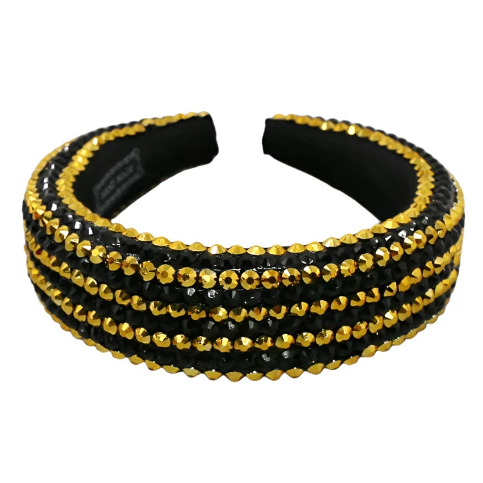 TREME Black and Gold Embellished Padded Headband – ANAIS  display picture 1