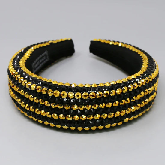 TREME Black and Gold Embellished Padded Headband
