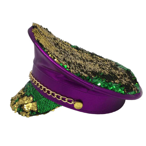 CLAIBORNE Mardi Gras Sequin Captain Hat