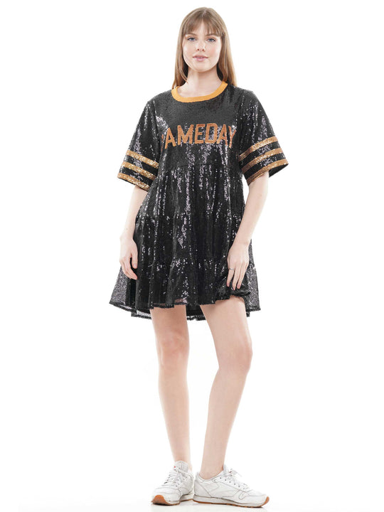 GAME DAY Sequin Baby Doll Dress