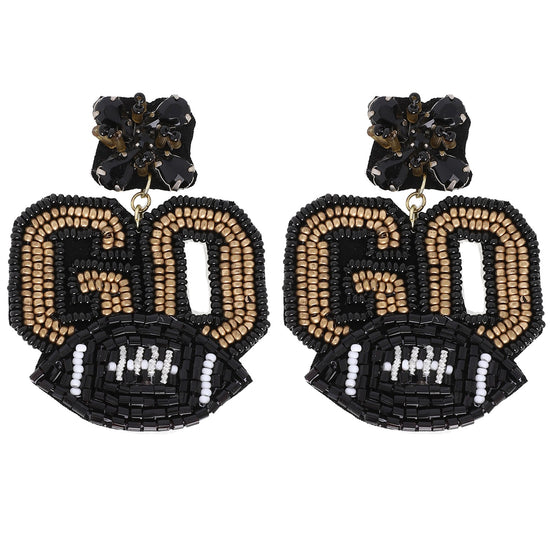 Load image into Gallery viewer, GO SAINTS Beaded Jeweled Football Earrings
