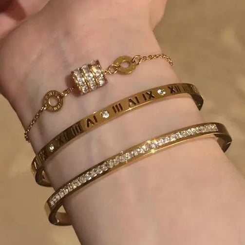 ROMAN GLOW 18K Plated Stainless Steel Stack Bracelets