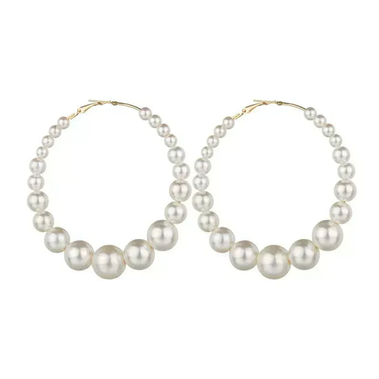 Load image into Gallery viewer, GISELE Faux Pearl Hoops
