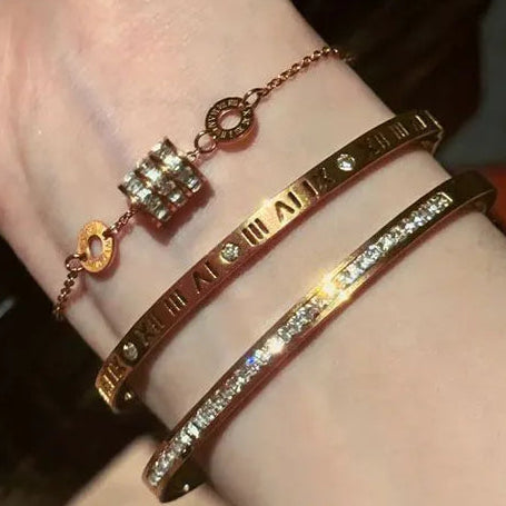 ROMAN GLOW 18K Plated Stainless Steel Stack Bracelets