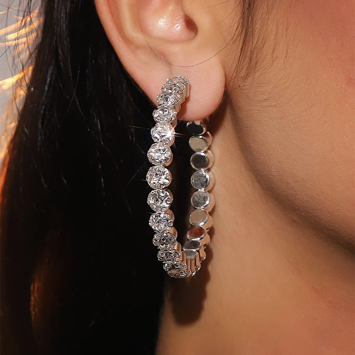 SOPHI Rhinestone Hoop Earrings