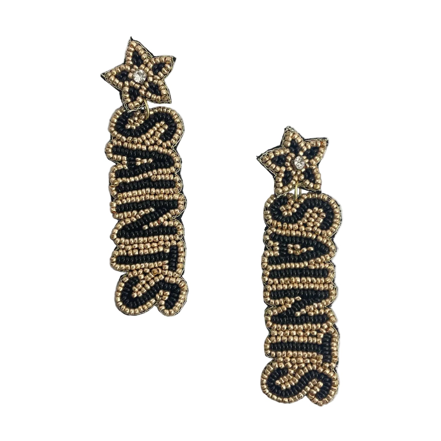 SAINTS Seed Bead Drop Earrings