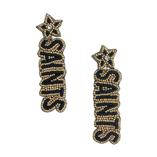 SAINTS Seed Bead Drop Earrings