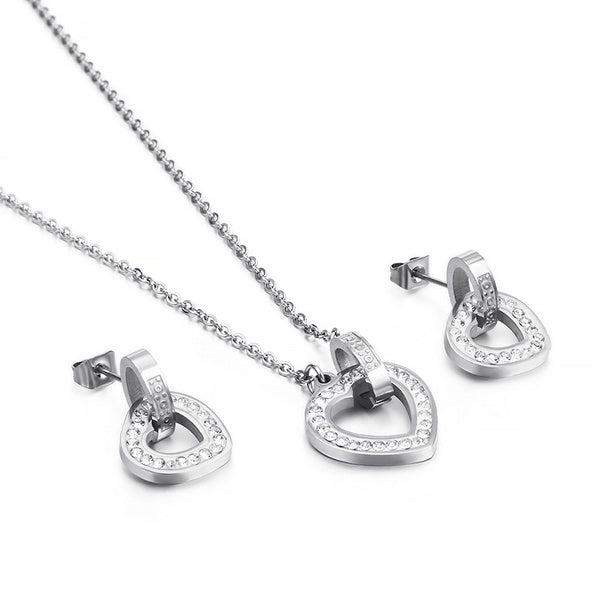 WITH ALL MY HEART Crystal Stainless Steel Set