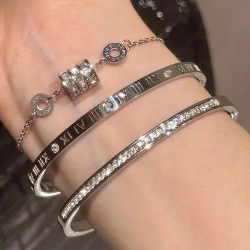 ROMAN GLOW 18K Plated Stainless Steel Stack Bracelets