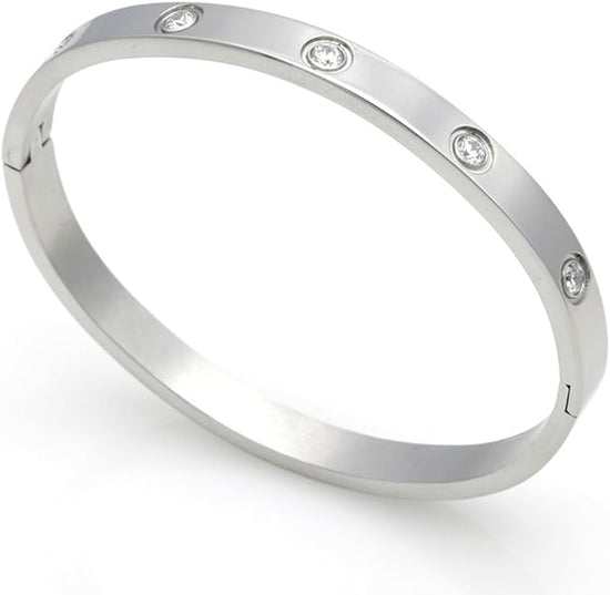 Load image into Gallery viewer, SIMONE Stainless Steel Crystal Bangle
