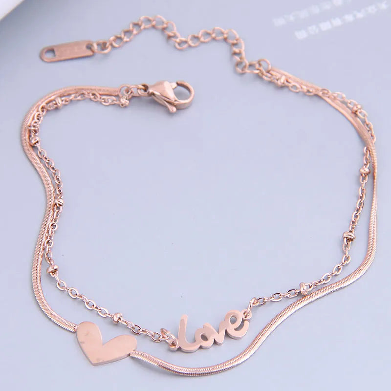 ROMANTIC Double Layer Stainless SteeI Anklet