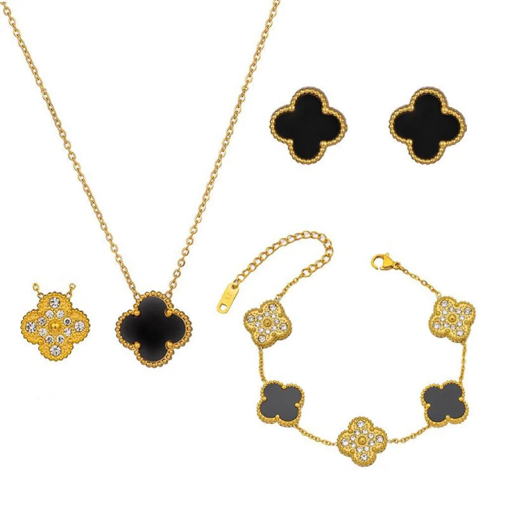 FAITH  Clover 18K Plated Stainless Steel Necklace Set