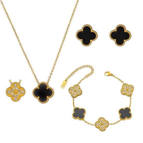 FAITH  Clover 18K Plated Stainless Steel Necklace Set