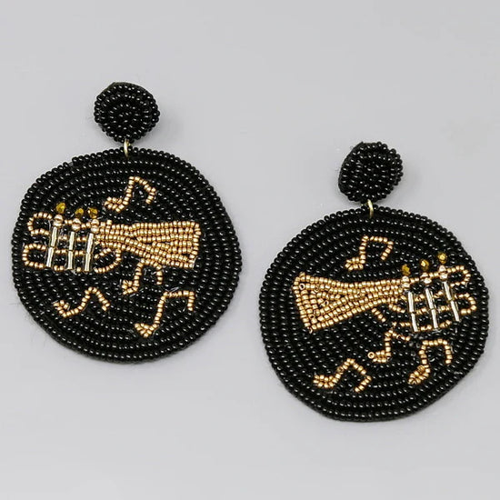Load image into Gallery viewer, SECONDLINE Horn and Music Notes Bead Seed Earrings

