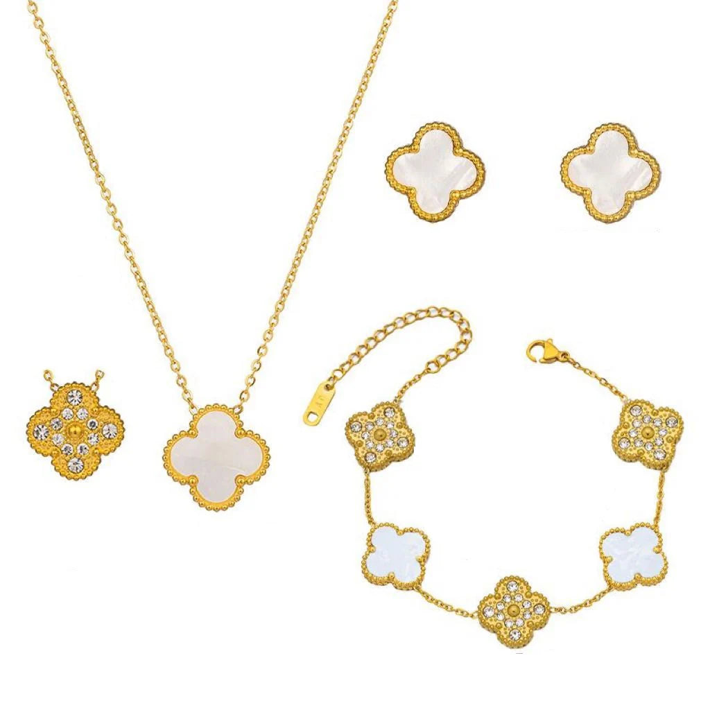 FAITH  Clover 18K Plated Stainless Steel Necklace Set