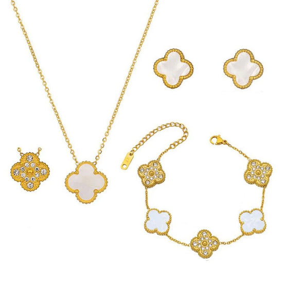 FAITH  Clover 18K Plated Stainless Steel Necklace Set