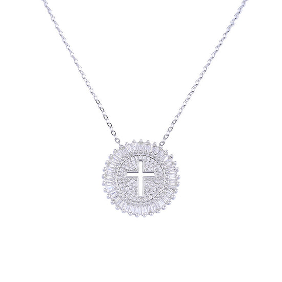 HOLY Baguette Round Cross Necklace