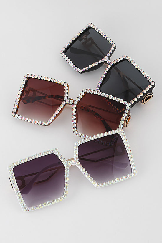 SANTANA Oversized Jewel Frame Sunglasses