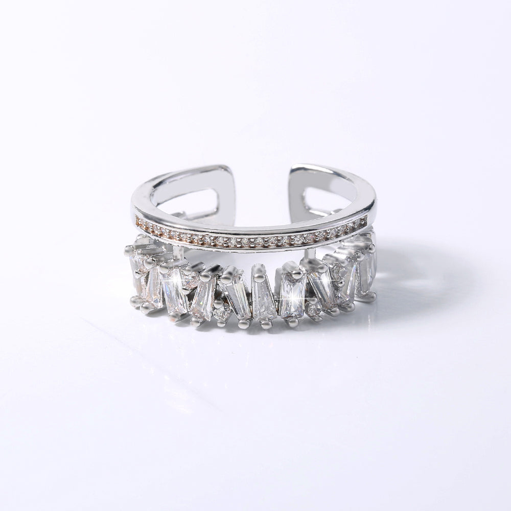 SHINING Baguette and Round CZ Ring