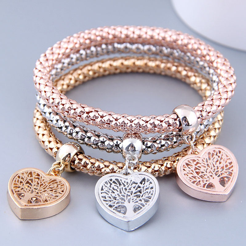 Tricolor Rhinestone Crystal Bracelet Set