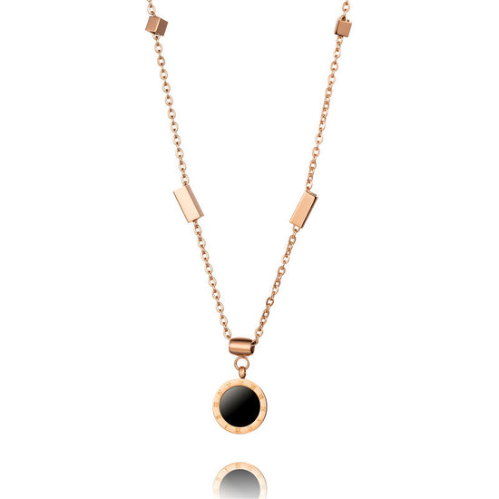Load image into Gallery viewer, LOVE Stainless Steel Black and Shell Bezel Double Sided Necklace

