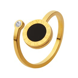 Load image into Gallery viewer, LOVE Stainless Steel Black Bezel Ring
