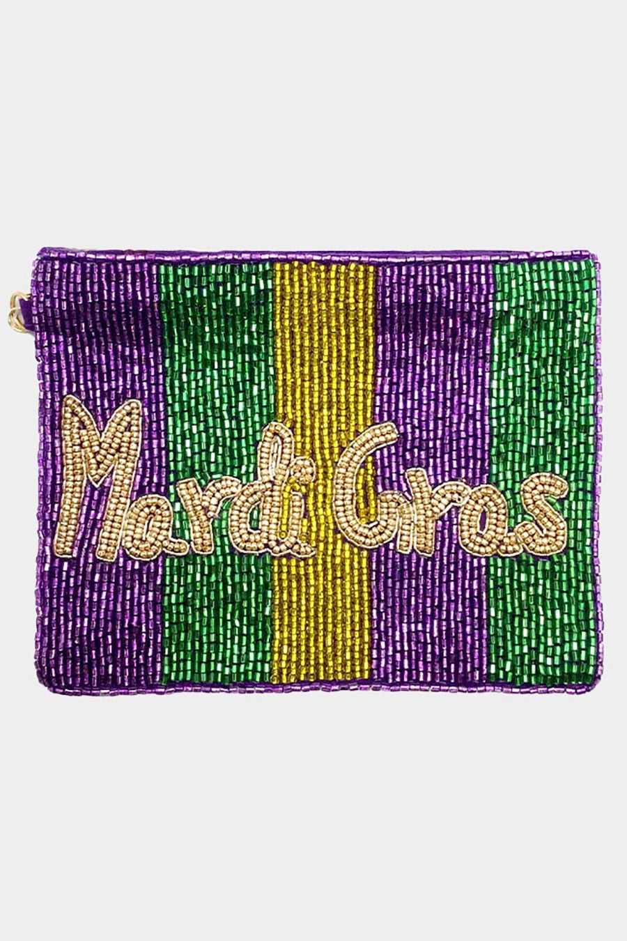 MARDI GRAS Bead Seed Mini Bag Wristlet
