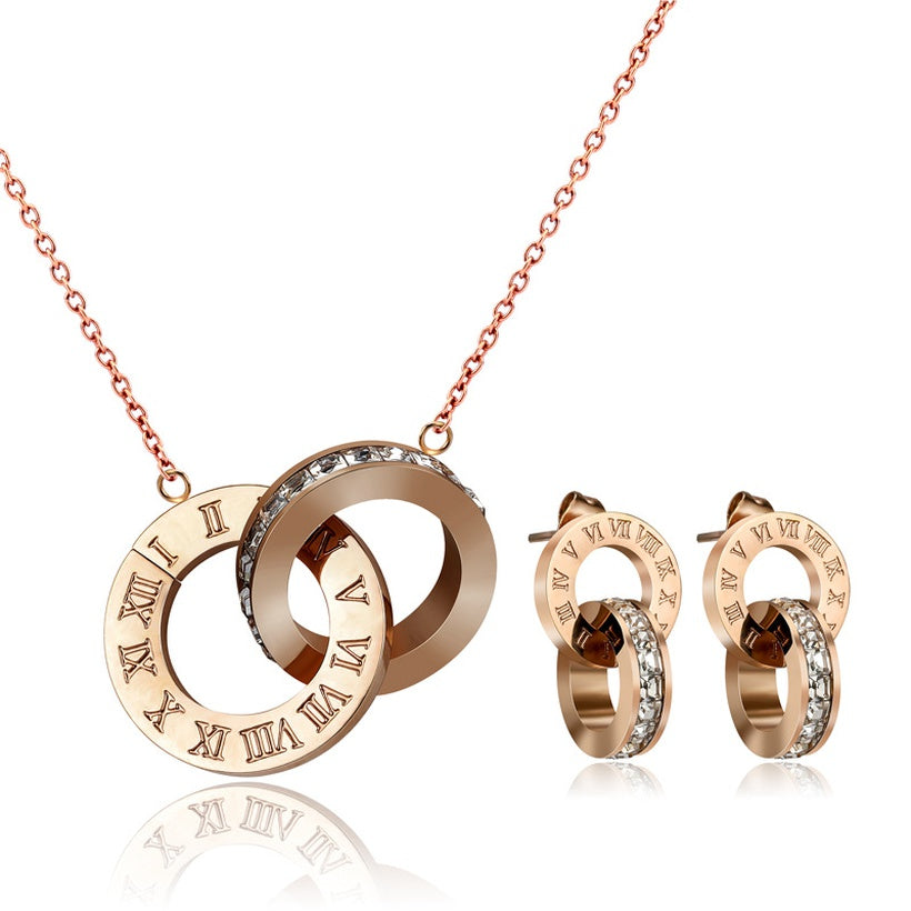 Load image into Gallery viewer, ROMAN  Stainless Steel Necklace and Earring  Set

