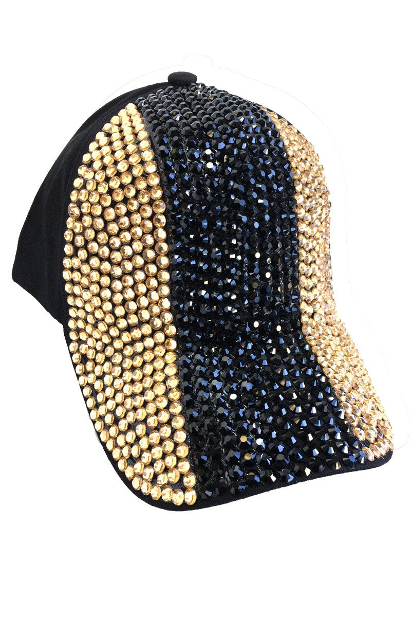 BLACK and GOLD Crystal Cap