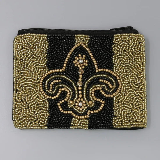 BLACK and GOLD Beaded Mini Coin/Card Purse