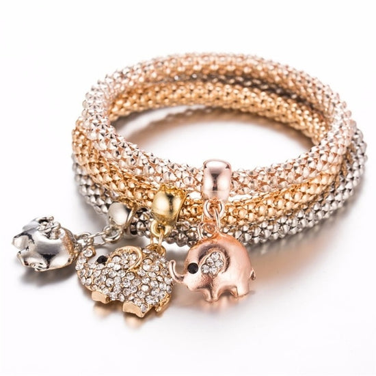 Tricolor Rhinestone Crystal Bracelet Set