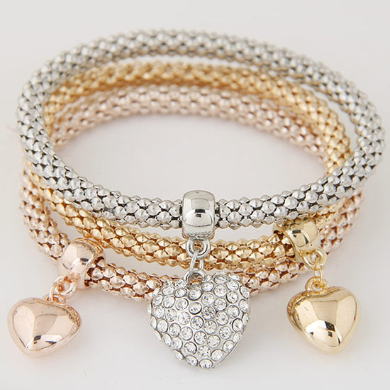 Tricolor Rhinestone Crystal Bracelet Set